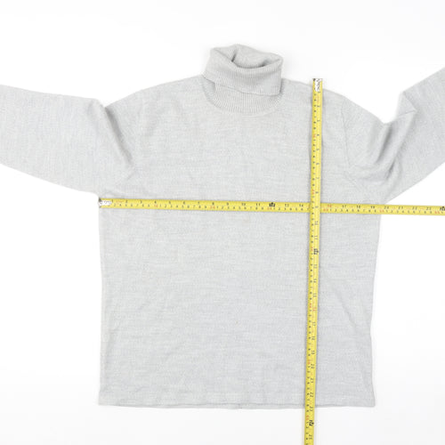 Golléhaug Women Grey Roll Neck Merino Wool Blend Jumper Size 12
