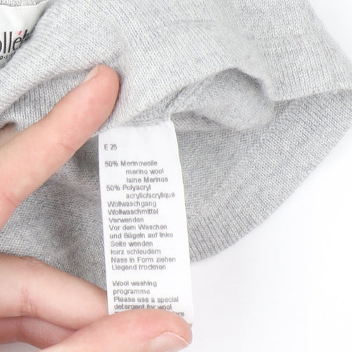 Golléhaug Women Grey Roll Neck Merino Wool Blend Jumper Size 12