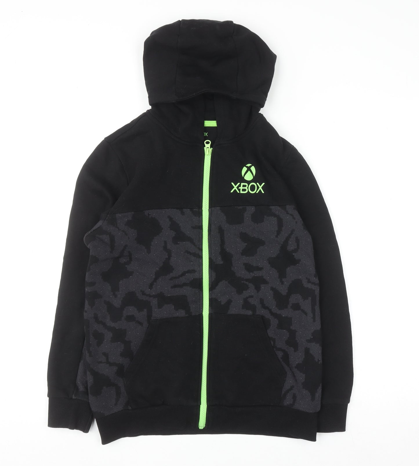 Xbox Boys Black Full Zip Hoodie 11-12 Years Camo Fleece Cotton Blend