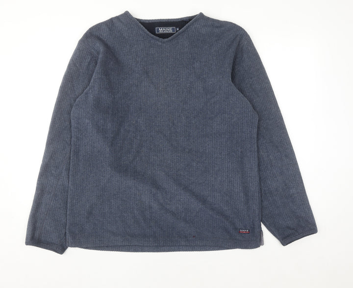 Maine New England Men’s Blue V-Neck Pullover Jumper Size S