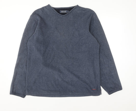 Maine New England Men’s Blue V-Neck Pullover Jumper Size S