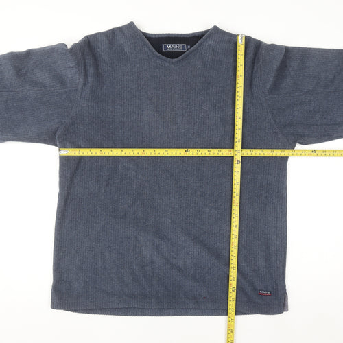 Maine New England Men’s Blue V-Neck Pullover Jumper Size S