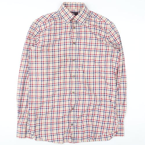 Marks and Spencer Men's Multicoloured Check Cotton Twill Shirt Size 14.5 Regular
