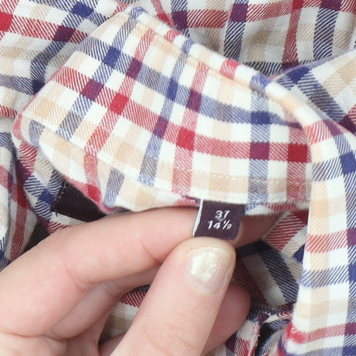 Marks and Spencer Men's Multicoloured Check Cotton Twill Shirt Size 14.5 Regular