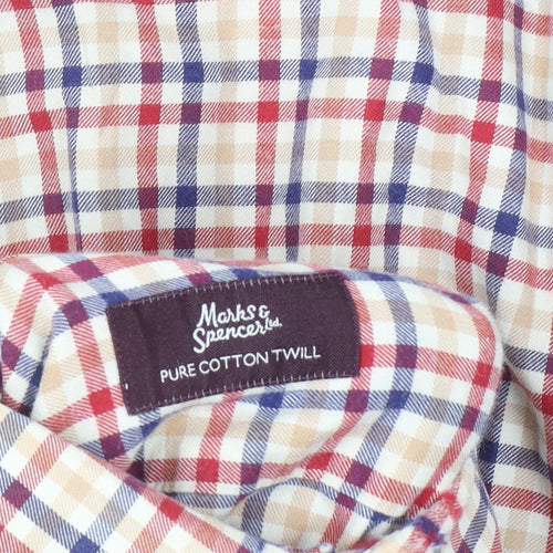 Marks and Spencer Men's Multicoloured Check Cotton Twill Shirt Size 14.5 Regular
