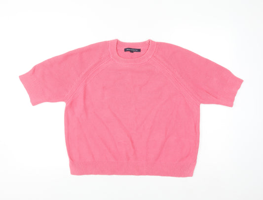 French Connection Women Pink Cotton Knit T-Shirt L