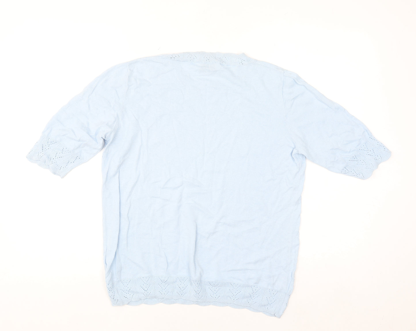 NOA NOA Women's Blue Cotton Knit Short Sleeve Blouse L