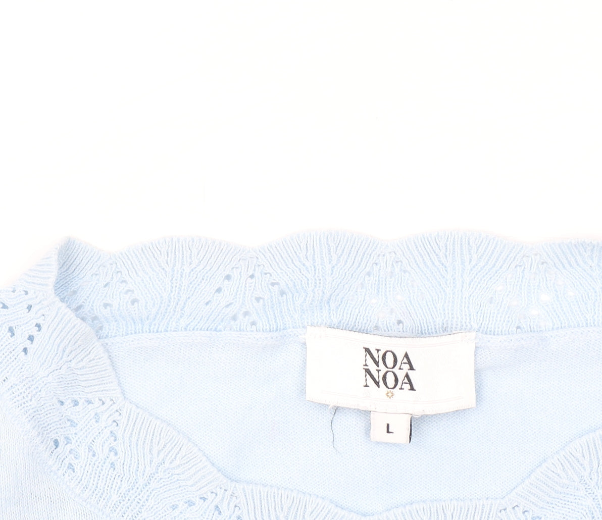 NOA NOA Women's Blue Cotton Knit Short Sleeve Blouse L