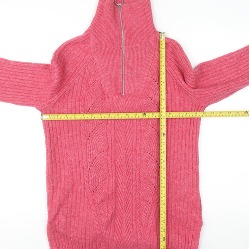 Marks and Spencer Womens Pink High Neck Half Zip Jumper Size S