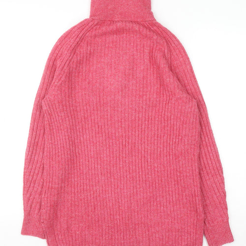 Marks and Spencer Womens Pink High Neck Half Zip Jumper Size S