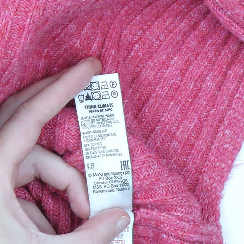 Marks and Spencer Womens Pink High Neck Half Zip Jumper Size S