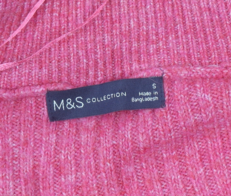 Marks and Spencer Womens Pink High Neck Half Zip Jumper Size S