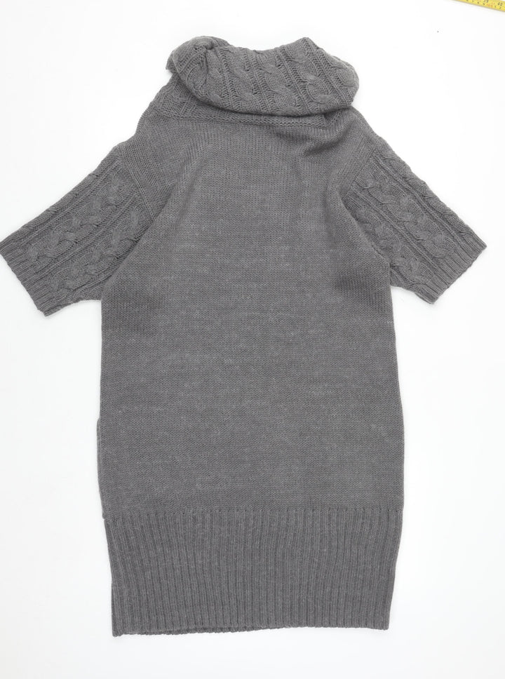 Marks and Spencer Women’s Grey Roll Neck Jumper Dress Size 16 Knit