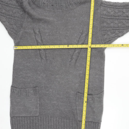Marks and Spencer Women’s Grey Roll Neck Jumper Dress Size 16 Knit