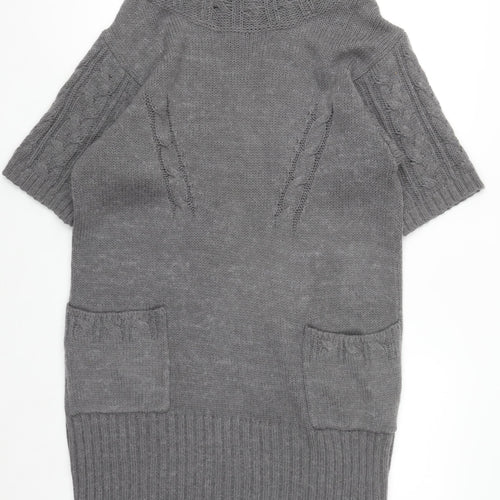 Marks and Spencer Women’s Grey Roll Neck Jumper Dress Size 16 Knit