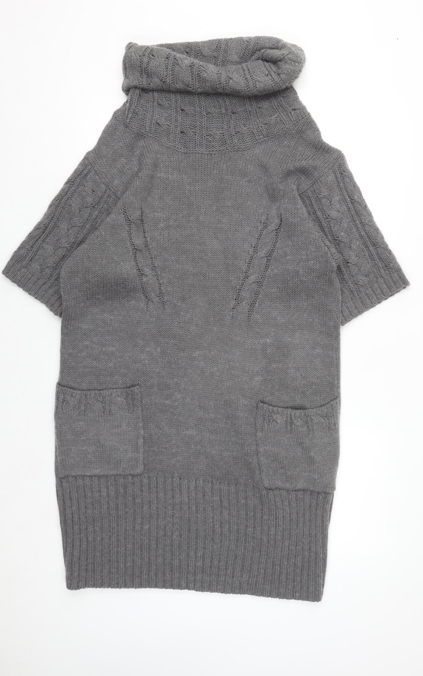 Marks and Spencer Women’s Grey Roll Neck Jumper Dress Size 16 Knit