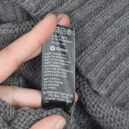 Marks and Spencer Women’s Grey Roll Neck Jumper Dress Size 16 Knit