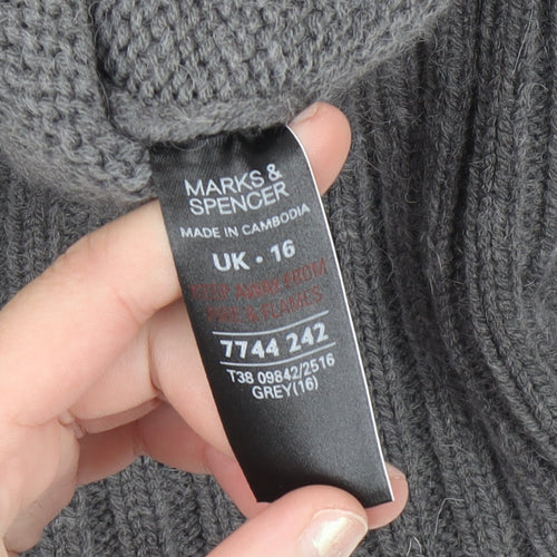 Marks and Spencer Women’s Grey Roll Neck Jumper Dress Size 16 Knit