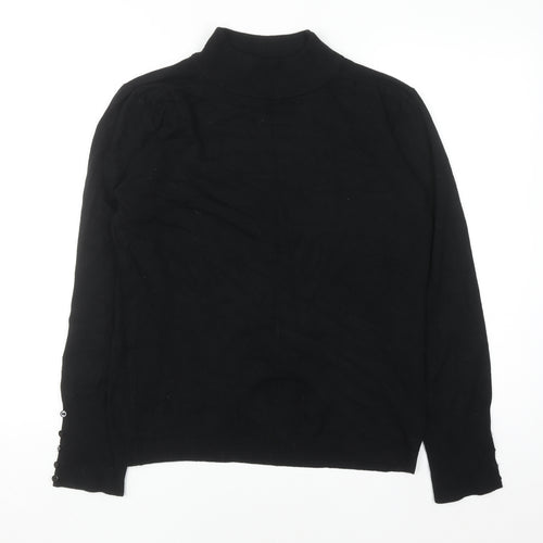Klass Collection Women's Black Mock Neck Long Sleeve Pullover Jumper L
