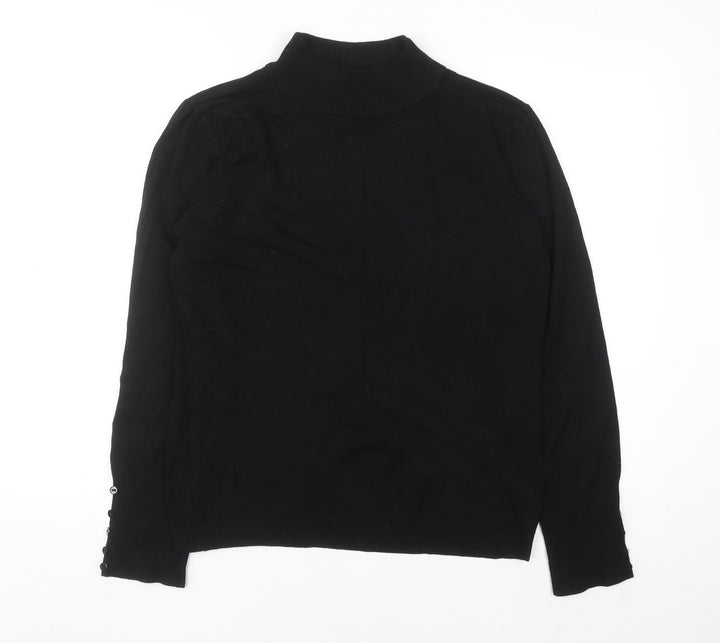 Klass Collection Women's Black Mock Neck Long Sleeve Pullover Jumper L