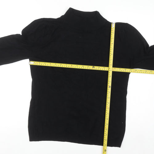 Klass Collection Women's Black Mock Neck Long Sleeve Pullover Jumper L