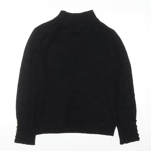 Klass Collection Women's Black Mock Neck Long Sleeve Pullover Jumper L
