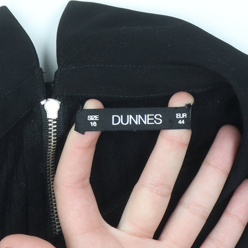 Dunnes Women's Black Collared Knit Long Sleeve Blouse Size 16