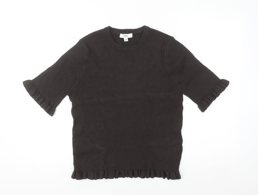 Marks and Spencer Women’s Brown Ruffle Knit Short Sleeve Top Size L