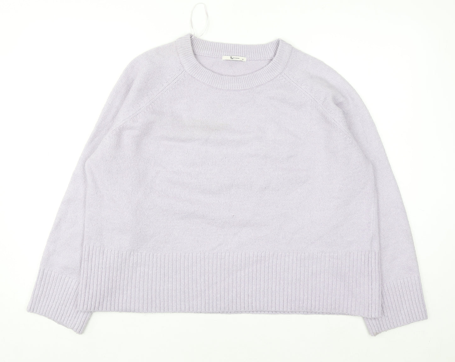 Tu Women Purple Acrylic Blend Crew Neck Pullover Jumper Size 16