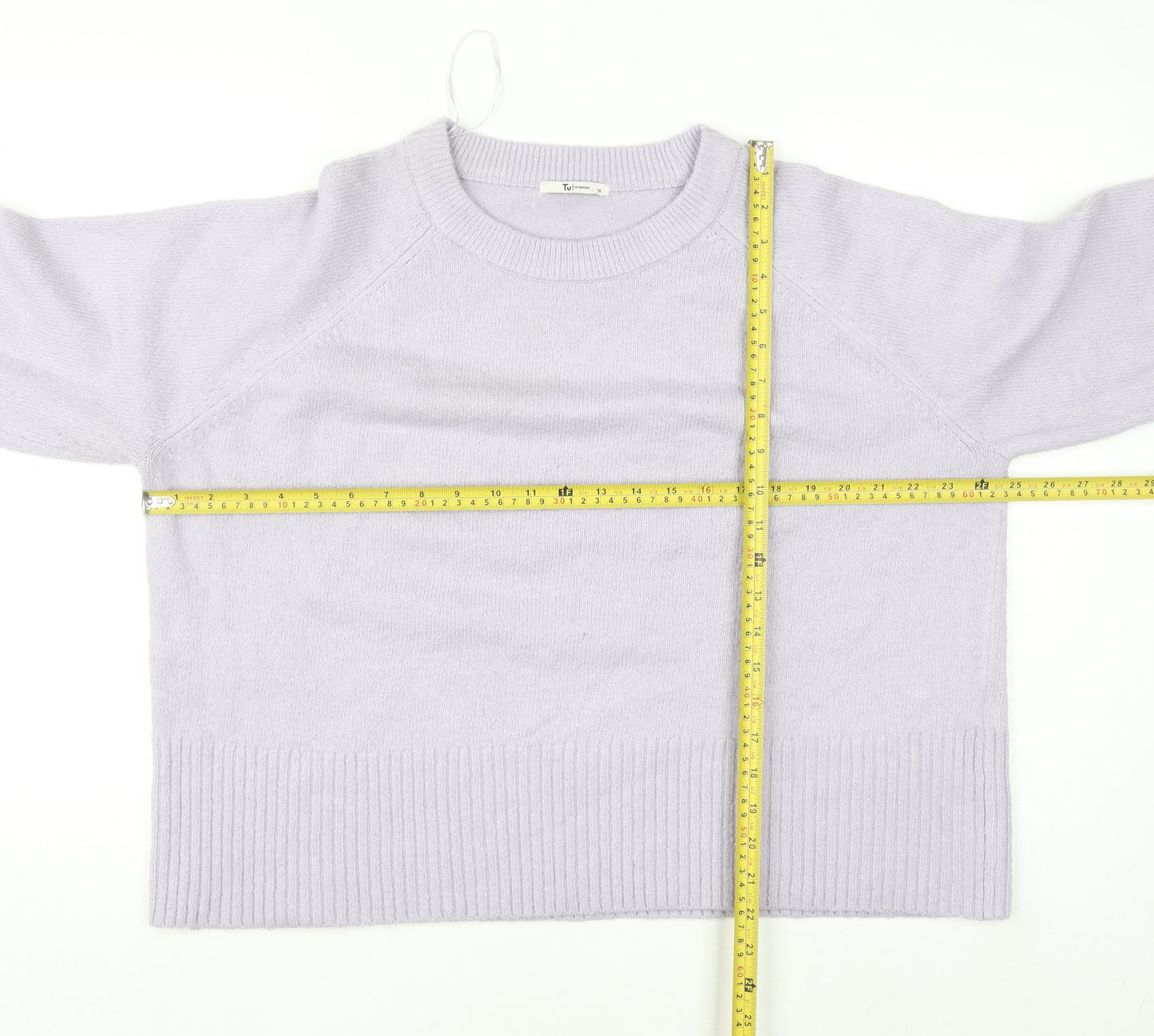 Tu Women Purple Acrylic Blend Crew Neck Pullover Jumper Size 16