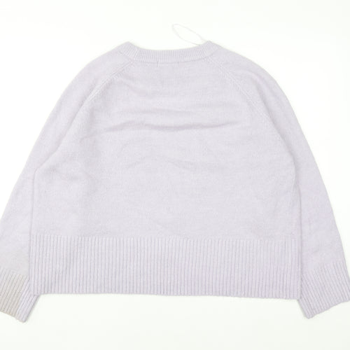 Tu Women Purple Acrylic Blend Crew Neck Pullover Jumper Size 16
