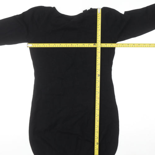 SOS Millenium Womens Black Long Sleeve Knit Blouse One Size