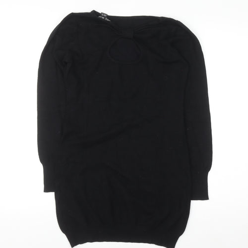 SOS Millenium Womens Black Long Sleeve Knit Blouse One Size