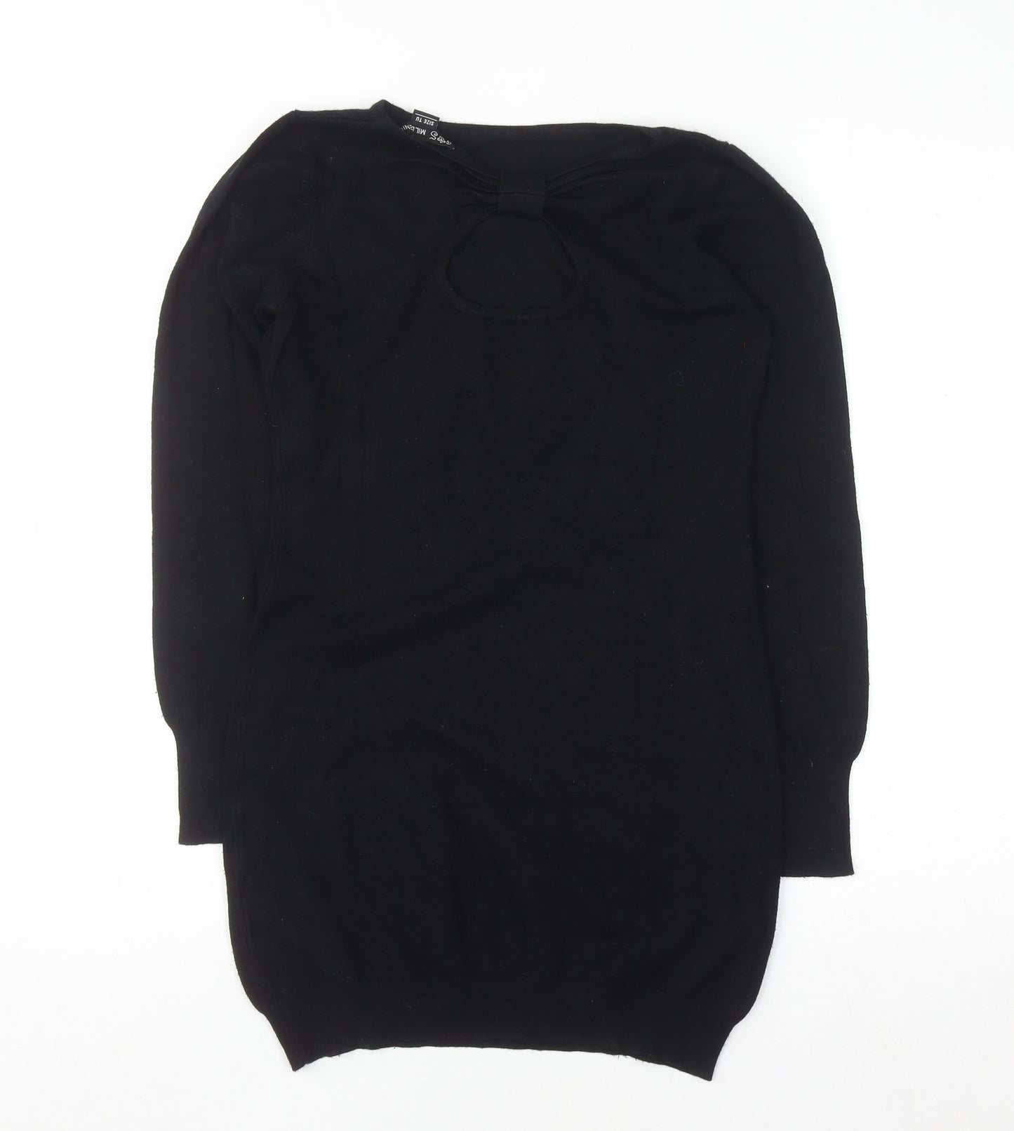 SOS Millenium Womens Black Long Sleeve Knit Blouse One Size