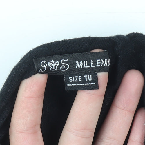 SOS Millenium Womens Black Long Sleeve Knit Blouse One Size