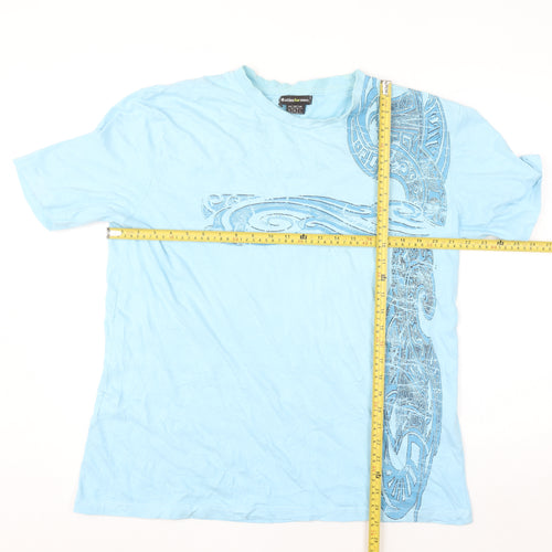 Atlas For Men Light Blue Tribal Graphic Cotton T-Shirt L Men