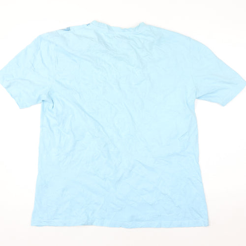 Atlas For Men Light Blue Tribal Graphic Cotton T-Shirt L Men