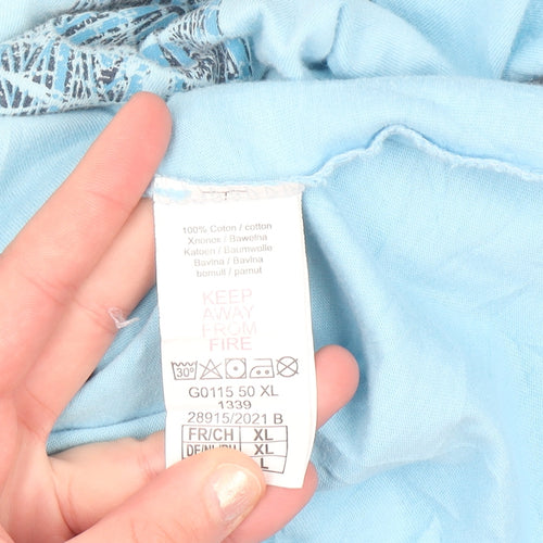 Atlas For Men Light Blue Tribal Graphic Cotton T-Shirt L Men