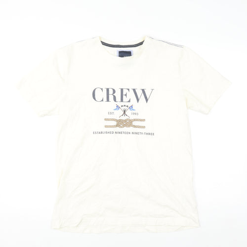 Crew Clothing Company Men's Beige Nautical Graphic Cotton T-Shirt Size M