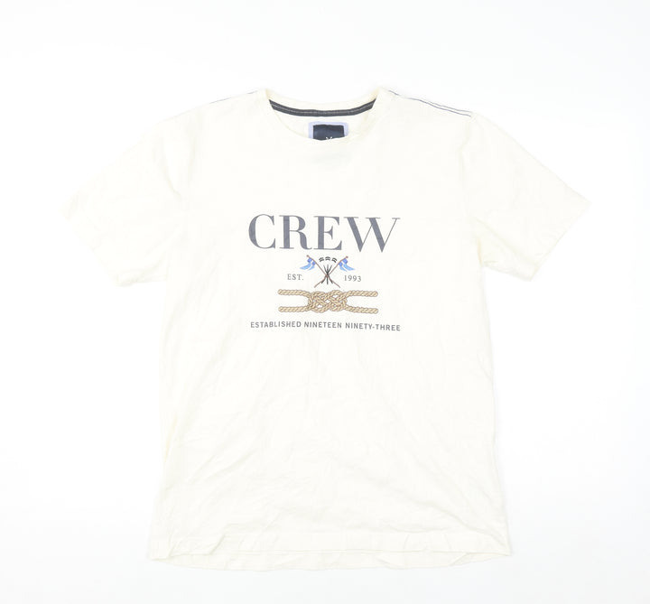 Crew Clothing Company Men's Beige Nautical Graphic Cotton T-Shirt Size M