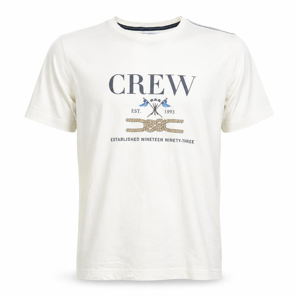 Crew Clothing Company Men's Beige Nautical Graphic Cotton T-Shirt Size M