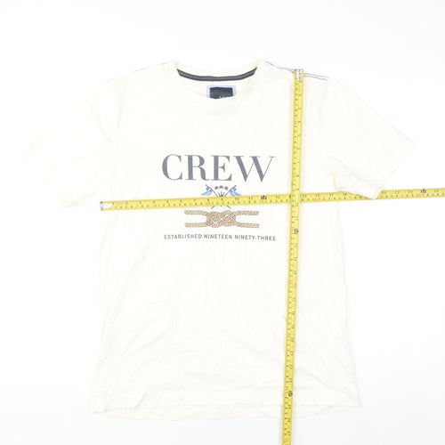 Crew Clothing Company Men's Beige Nautical Graphic Cotton T-Shirt Size M