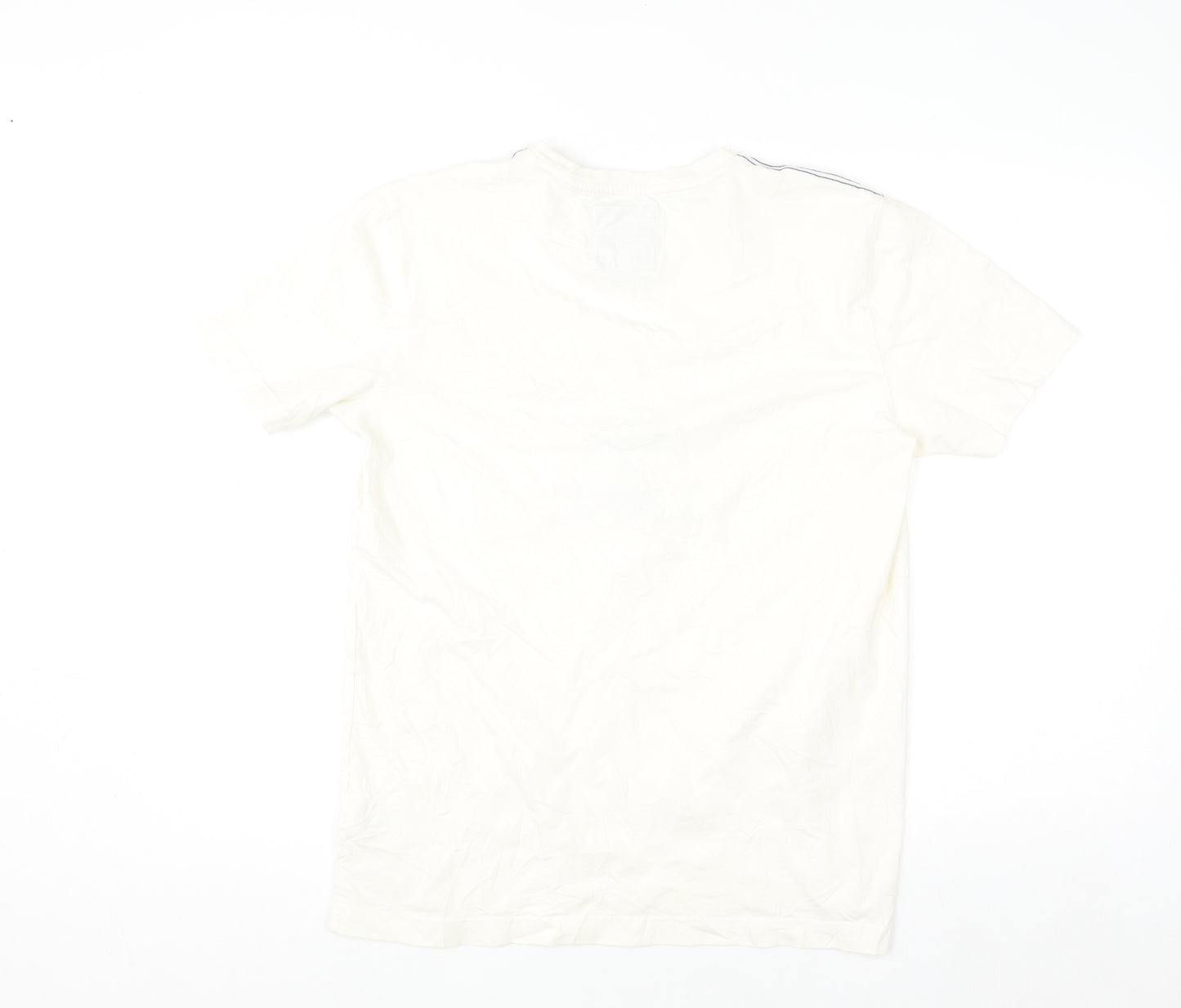 Crew Clothing Company Men's Beige Nautical Graphic Cotton T-Shirt Size M