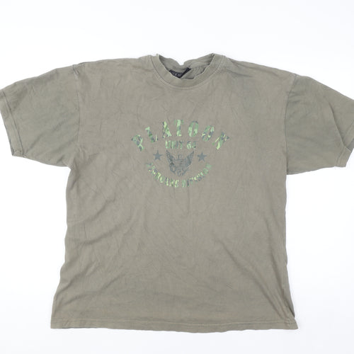 CS Active Men's Green Army Graphic T-Shirt Size L Cotton Crew Neck