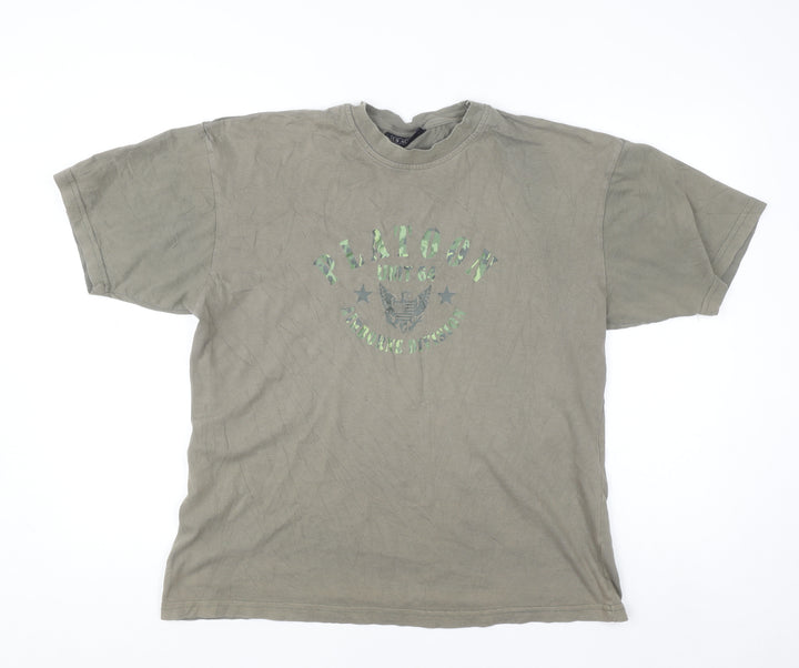 CS Active Men's Green Army Graphic T-Shirt Size L Cotton Crew Neck