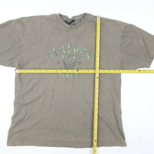CS Active Men's Green Army Graphic T-Shirt Size L Cotton Crew Neck
