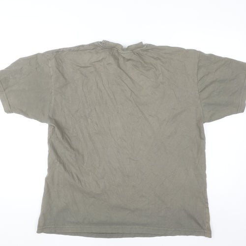 CS Active Men's Green Army Graphic T-Shirt Size L Cotton Crew Neck
