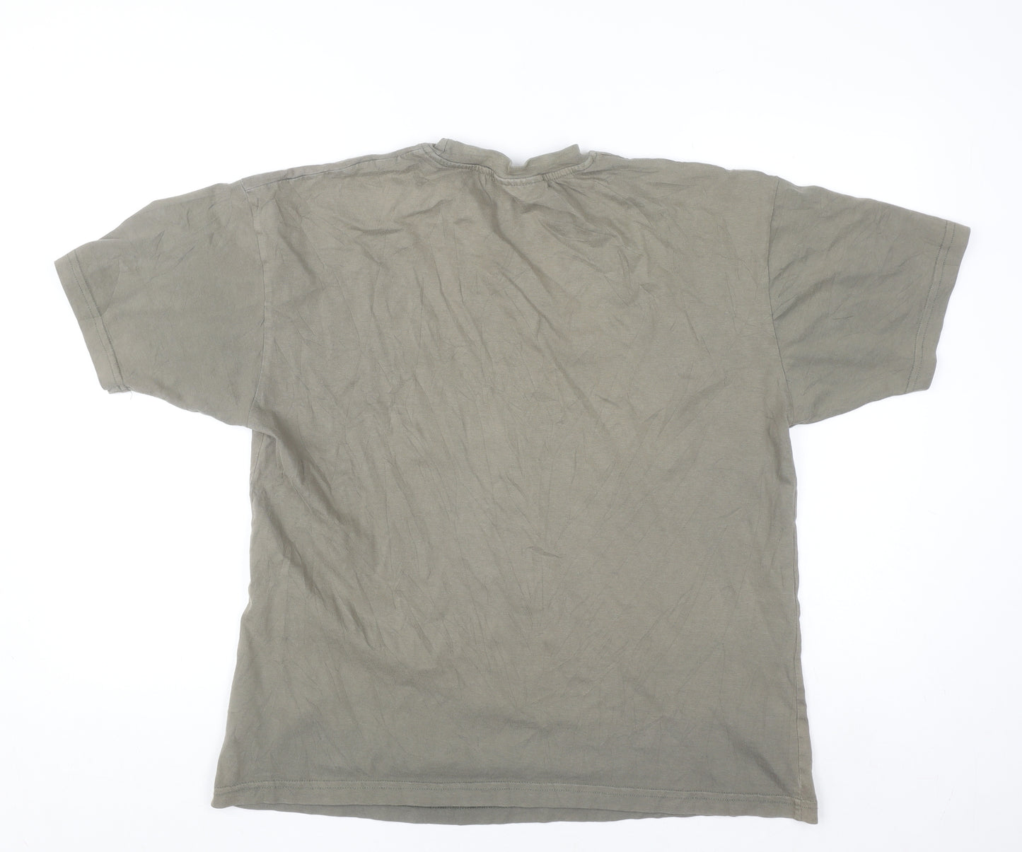 CS Active Men's Green Army Graphic T-Shirt Size L Cotton Crew Neck