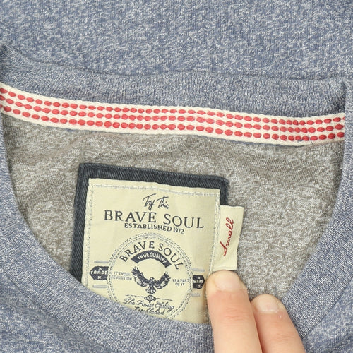 Brave Soul Men’s Blue Graphic Vintage 1972 T-Shirt Size S Regular Fit
