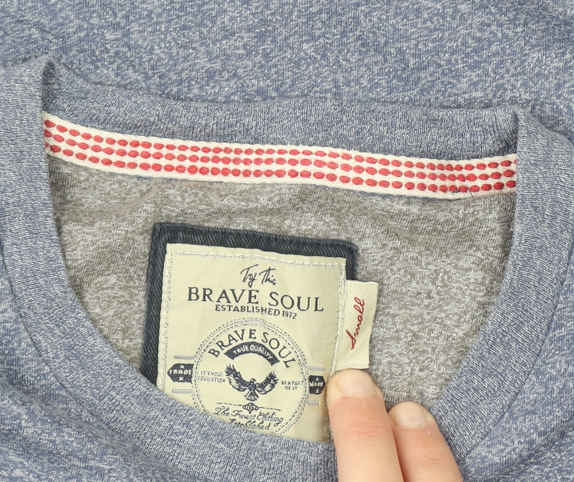 Brave Soul Men’s Blue Graphic Vintage 1972 T-Shirt Size S Regular Fit